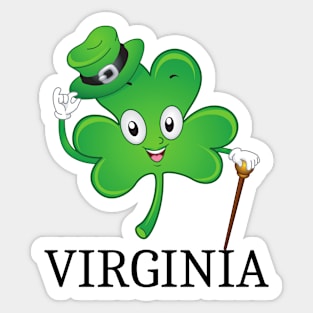 St Patrick&#39;s  Irish Shamrock VIRGINIA, Irish Gift for Wife Sticker